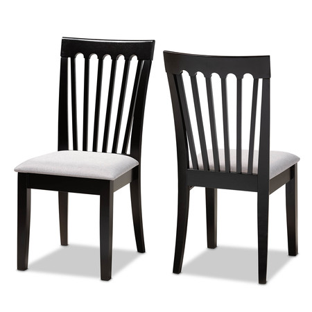 BAXTON STUDIO Minette Gray Upholstered and Espresso Wood 2-Piece Dining Chair Set 166-10522